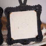 Vintage Cast Iron Trivet Set with Autumn Harvest Tiles