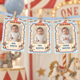 Vintage Circus First Year Photo Banner – Editable Canva Template
