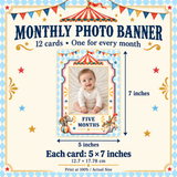 Vintage Circus First Year Photo Banner – Editable Canva Template