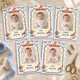 Vintage Circus First Year Photo Banner – Editable Canva Template