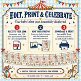 Vintage Circus First Year Photo Banner – Editable Canva Template