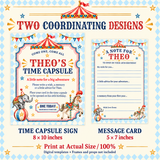 Vintage Circus Time Capsule Sign & Cards – Editable Canva Templates