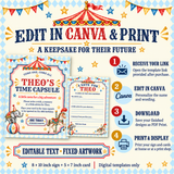Vintage Circus Time Capsule Sign & Cards – Editable Canva Templates