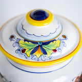 Vintage Italian Biscotti Jar | Hand Painted Ceramic Cookie Canister with Lemons & Blueberries | Italian Kitchen Decor