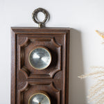 Vintage mid century weather station with carved wood frame ready to hang