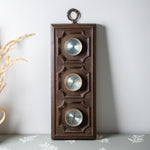 Vintage wooden weather station with barometer thermometer and hygrometer in carved mid century frame