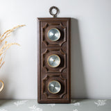 Vintage wooden weather station with barometer thermometer and hygrometer in carved mid century frame