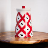 Vintage Scottie Dog Cookie Jar by MSRF Inc – Red Argyle Retro Kitchen Canister