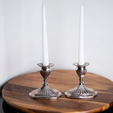 Vintage Silver Plated Candlestick Holders Pair – Britannia Plate Style Candle Holders