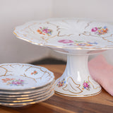 Vintage Weimar Porcelain Cake Stand Set | Floral Dessert Plates Made in East Germany
