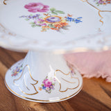Vintage Weimar Porcelain Cake Stand Set | Floral Dessert Plates Made in East Germany