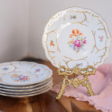 Vintage Weimar Porcelain Cake Stand Set | Floral Dessert Plates Made in East Germany