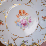 Vintage Weimar Porcelain Cake Stand Set | Floral Dessert Plates Made in East Germany
