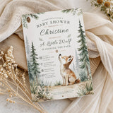 Little Wolf Baby Shower Invitation – Editable Canva Template